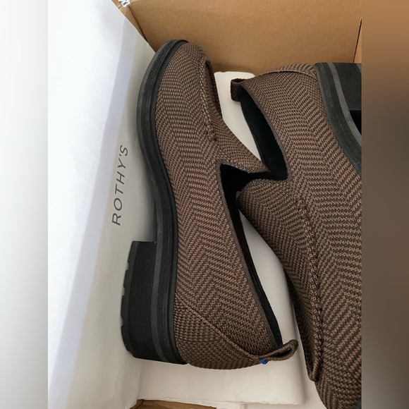 New Rothy's The Lug Loafer Merino Wool Knit Brown Herringbone Size 10.5 Chunky - Picture 10 of 13